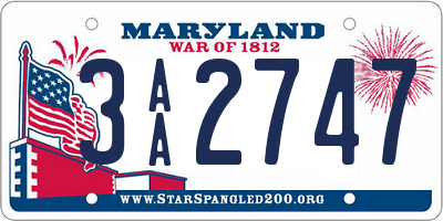 MD license plate 3AA2747