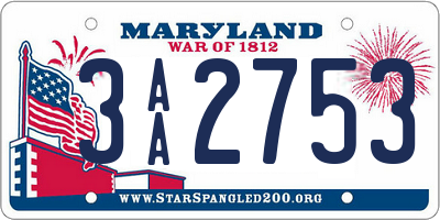 MD license plate 3AA2753