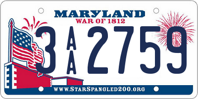 MD license plate 3AA2759