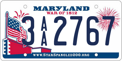 MD license plate 3AA2767