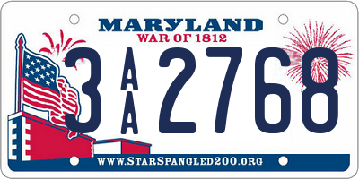 MD license plate 3AA2768