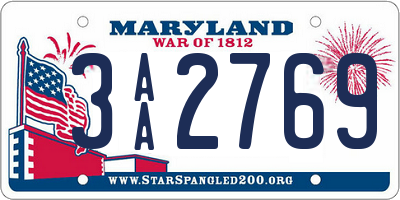 MD license plate 3AA2769