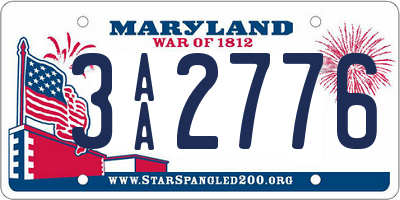 MD license plate 3AA2776