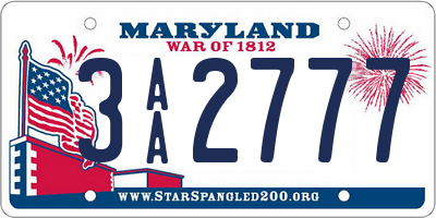 MD license plate 3AA2777