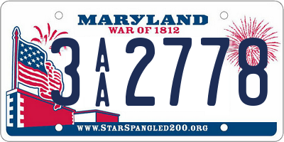 MD license plate 3AA2778