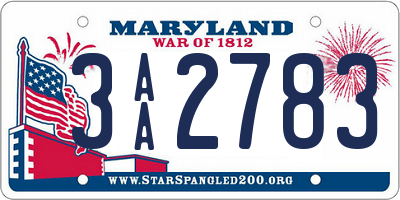 MD license plate 3AA2783