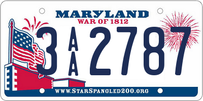 MD license plate 3AA2787
