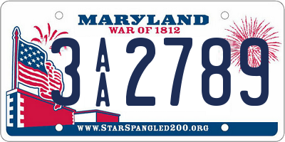 MD license plate 3AA2789