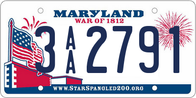 MD license plate 3AA2791