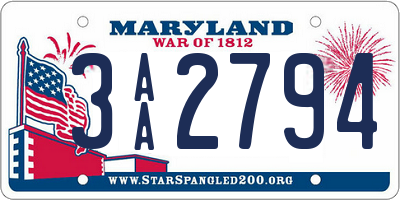 MD license plate 3AA2794