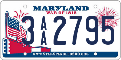 MD license plate 3AA2795