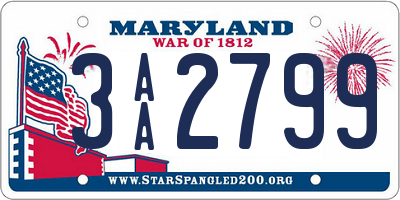 MD license plate 3AA2799