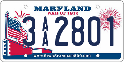 MD license plate 3AA2801