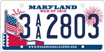 MD license plate 3AA2803