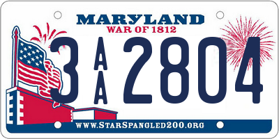 MD license plate 3AA2804