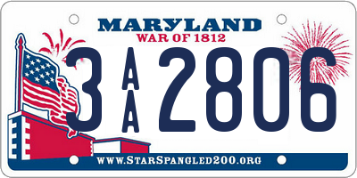 MD license plate 3AA2806