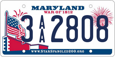 MD license plate 3AA2808