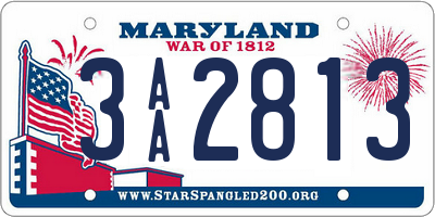 MD license plate 3AA2813