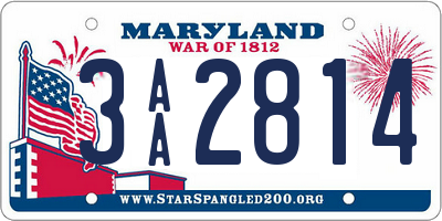 MD license plate 3AA2814