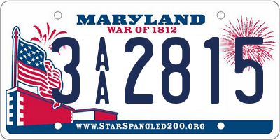 MD license plate 3AA2815