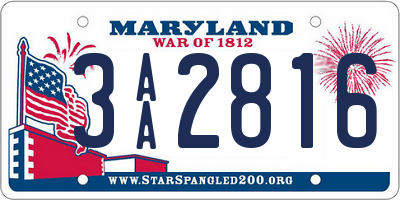 MD license plate 3AA2816