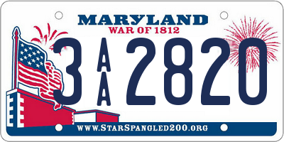 MD license plate 3AA2820