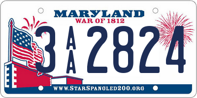 MD license plate 3AA2824