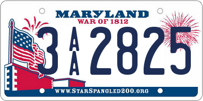 MD license plate 3AA2825