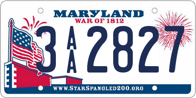 MD license plate 3AA2827