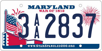 MD license plate 3AA2837