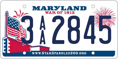 MD license plate 3AA2845