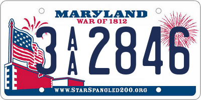 MD license plate 3AA2846