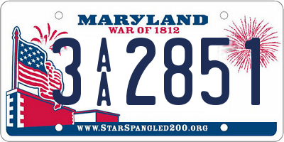 MD license plate 3AA2851