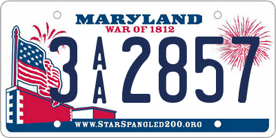 MD license plate 3AA2857