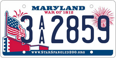 MD license plate 3AA2859