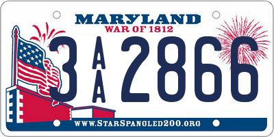 MD license plate 3AA2866