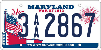 MD license plate 3AA2867