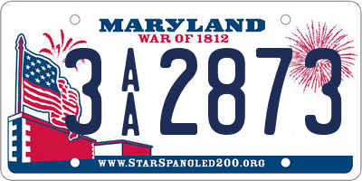 MD license plate 3AA2873