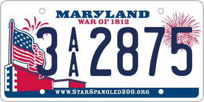 MD license plate 3AA2875