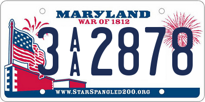 MD license plate 3AA2878