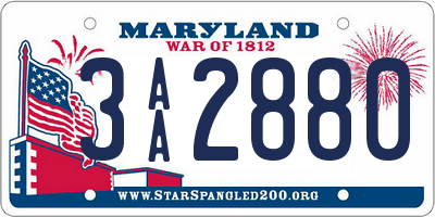 MD license plate 3AA2880