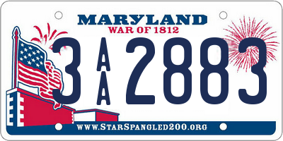 MD license plate 3AA2883