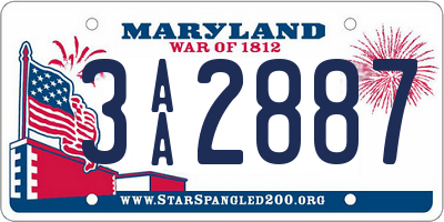 MD license plate 3AA2887