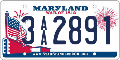 MD license plate 3AA2891