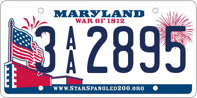 MD license plate 3AA2895