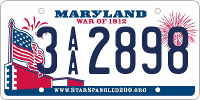 MD license plate 3AA2898