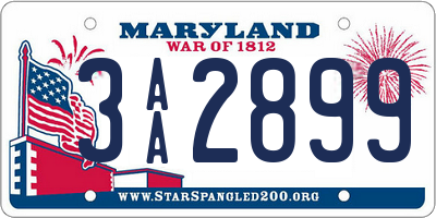 MD license plate 3AA2899