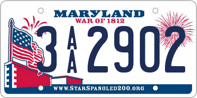 MD license plate 3AA2902