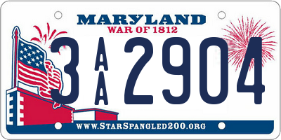 MD license plate 3AA2904