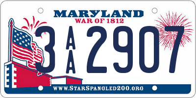 MD license plate 3AA2907